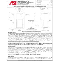 ASI 0031 Commercial Toilet Paper Dispenser, Recessed-Mounted, Stainless Steel W/ Satin Finish -Alpine shop 0031 td1