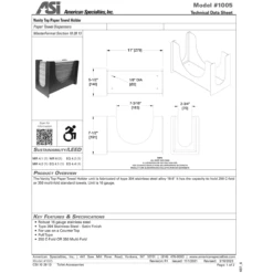 ASI 1005 Paper Towel Holder - Multi, C-Fold - Vanity, Free Standing -Alpine shop 1005 1