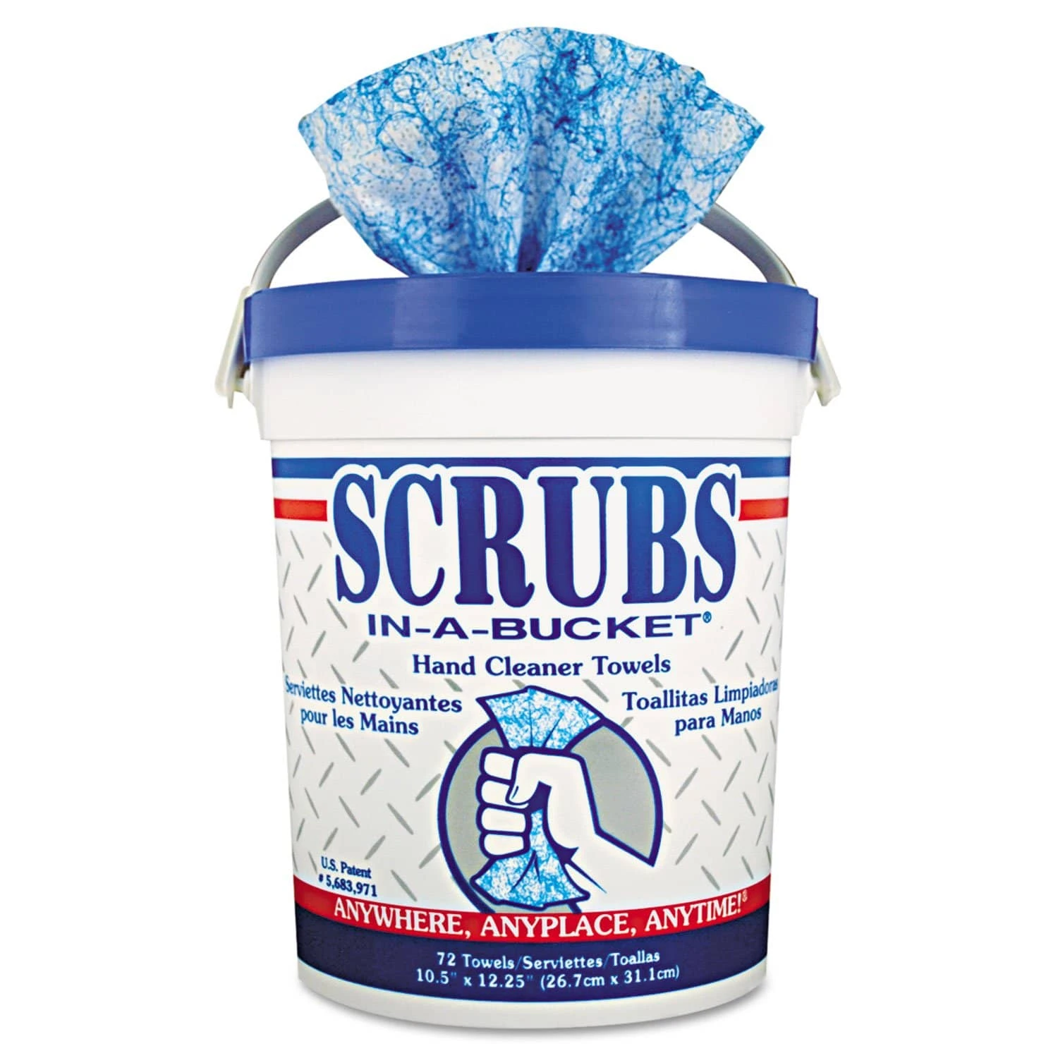 Scrubs Hand Cleaner Towels, Cloth, 10 X 12, Blue/White, 72/Bucket - ITW42272EA 3 Scrubs Hand Cleaner Towels, Cloth, 10 X 12, Blue/White, 72/Bucket - ITW42272EA