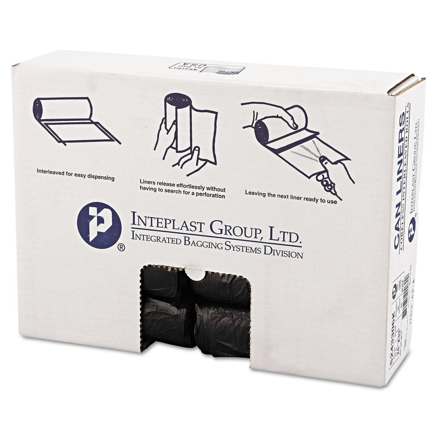 Interplast High-Density Commercial Can Liners, 16 Gal, 6 Microns, 24" X 33", Black, 1,000/Carton - IBSS243306K 3 Interplast High-Density Commercial Can Liners, 16 Gal, 6 Microns, 24" X 33", Black, 1,000/Carton - IBSS243306K