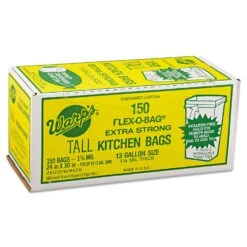 Warp's Industrial Strength Flex-O-Bags Trash Can Liners, 13 Gal, 1.25 Mil, 24" X 30", White - WRPFB13150 -Alpine shop 153299