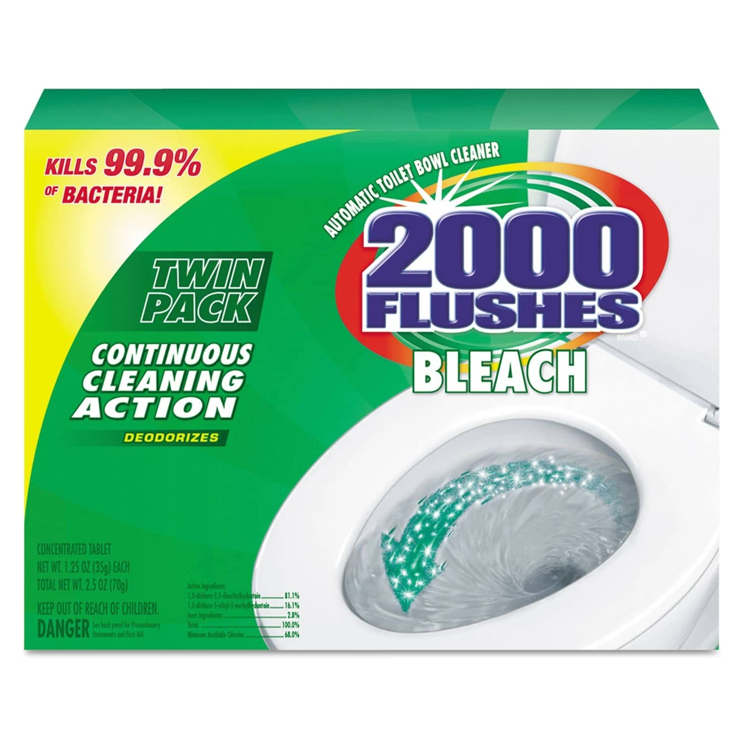 WD-40 2000 Flushes Plus Bleach, 1.25Oz, Box, 2/Pack, 6 Packs/Carton - WDF290088 3 WD-40 2000 Flushes Plus Bleach, 1.25Oz, Box, 2/Pack, 6 Packs/Carton - WDF290088