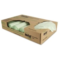 Heritage Biotuf Compostable Can Liners, 32 Gal, 1 Mil, 34" X 48", Green, 100/Carton - HERY6848YER01