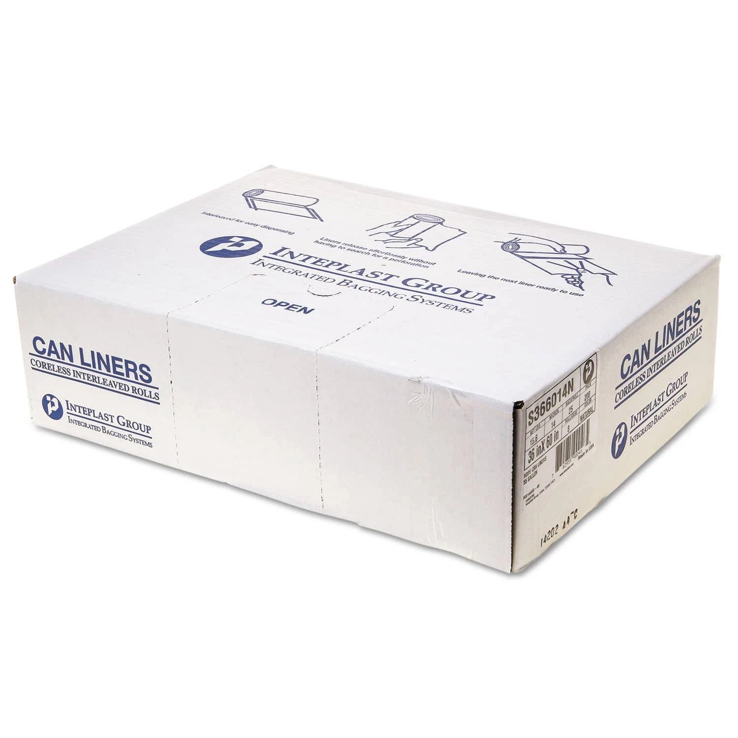 Interplast High-Density Interleaved Commercial Can Liners, 55 Gal, 14 Microns, 36" X 60", Clear, 200/Carton - IBSS366014N 4 Interplast High-Density Interleaved Commercial Can Liners, 55 Gal, 14 Microns, 36" X 60", Clear, 200/Carton - IBSS366014N - Image 2