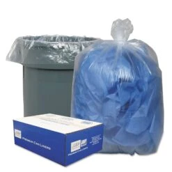 Classic Linear Low-Density Can Liners, 56 Gal, 0.9 Mil, 43" X 47", Clear, 100/Carton - WBI434722C
