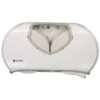 San Jamar Twin Jumbo Bath Tissue Dispenser, 19 1/4 X 6 X 12 1/4, White/Clear - SJMR4070WHCL
