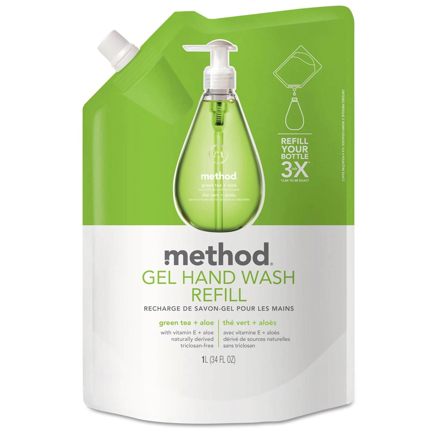 Method Gel Hand Wash Refill, Green Tea And Aloe, 34 Oz Pouch, 6/Carton - MTH00651CT 3 Method Gel Hand Wash Refill, Green Tea And Aloe, 34 Oz Pouch, 6/Carton - MTH00651CT