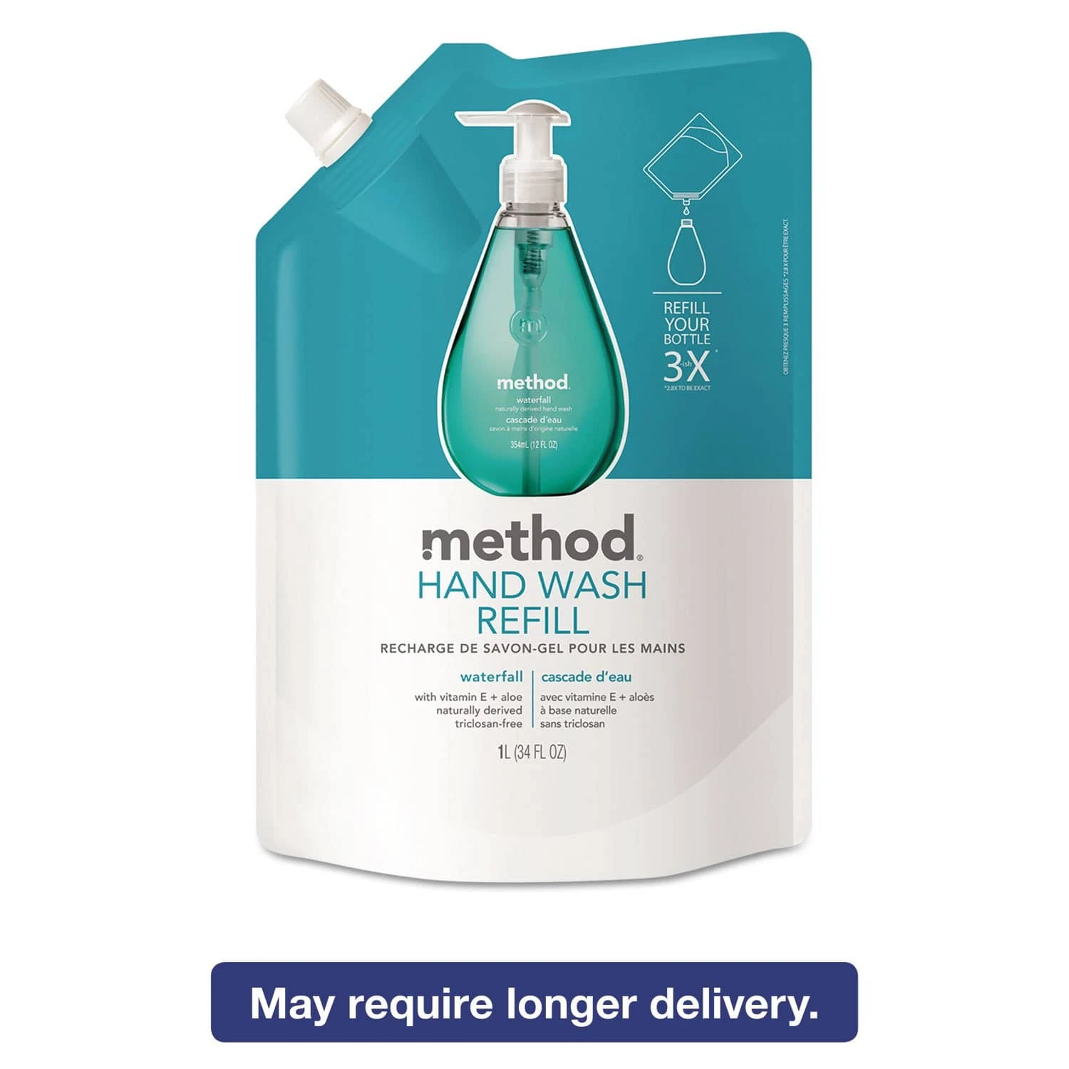 Method Gel Hand Wash Refill, Waterfall, 34 Oz Pouch, 6/Carton - MTH01181CT 3 Method Gel Hand Wash Refill, Waterfall, 34 Oz Pouch, 6/Carton - MTH01181CT