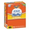 Hefty Strong Tall Kitchen Drawstring Bags, 13 Gal, 0.9 Mil, 34" X 48", White, 90/Box - RFPE84574 -Alpine shop 275945