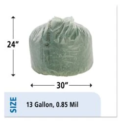 Stout Ecosafe-6400 Bags, 13 Gal, 0.85 Mil, 24" X 30", Green, 45/Box - STOE2430E85 -Alpine shop 281128