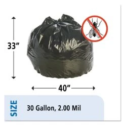 Stout Insect-Repellent Trash Bags, 30 Gal, 2 Mil, 33" X 40", Black, 90/Box - STOP3340K20 -Alpine shop 281204