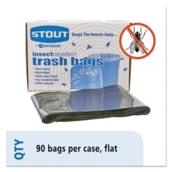Stout Insect-Repellent Trash Bags, 30 Gal, 2 Mil, 33" X 40", Black, 90/Box - STOP3340K20