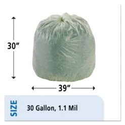 Stout Ecosafe-6400 Bags, 30 Gal, 1.1 Mil, 30" X 39", Green, 48/Box - STOE3039E11 -Alpine shop 281375