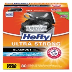 Hefty Ultra Strong Blackout Tall-Kitchen Drawstring Bags, 13 Gal, 0.9 Mil, 23.75" X 24.88", Black, 240/Carton - PCTE84545CT