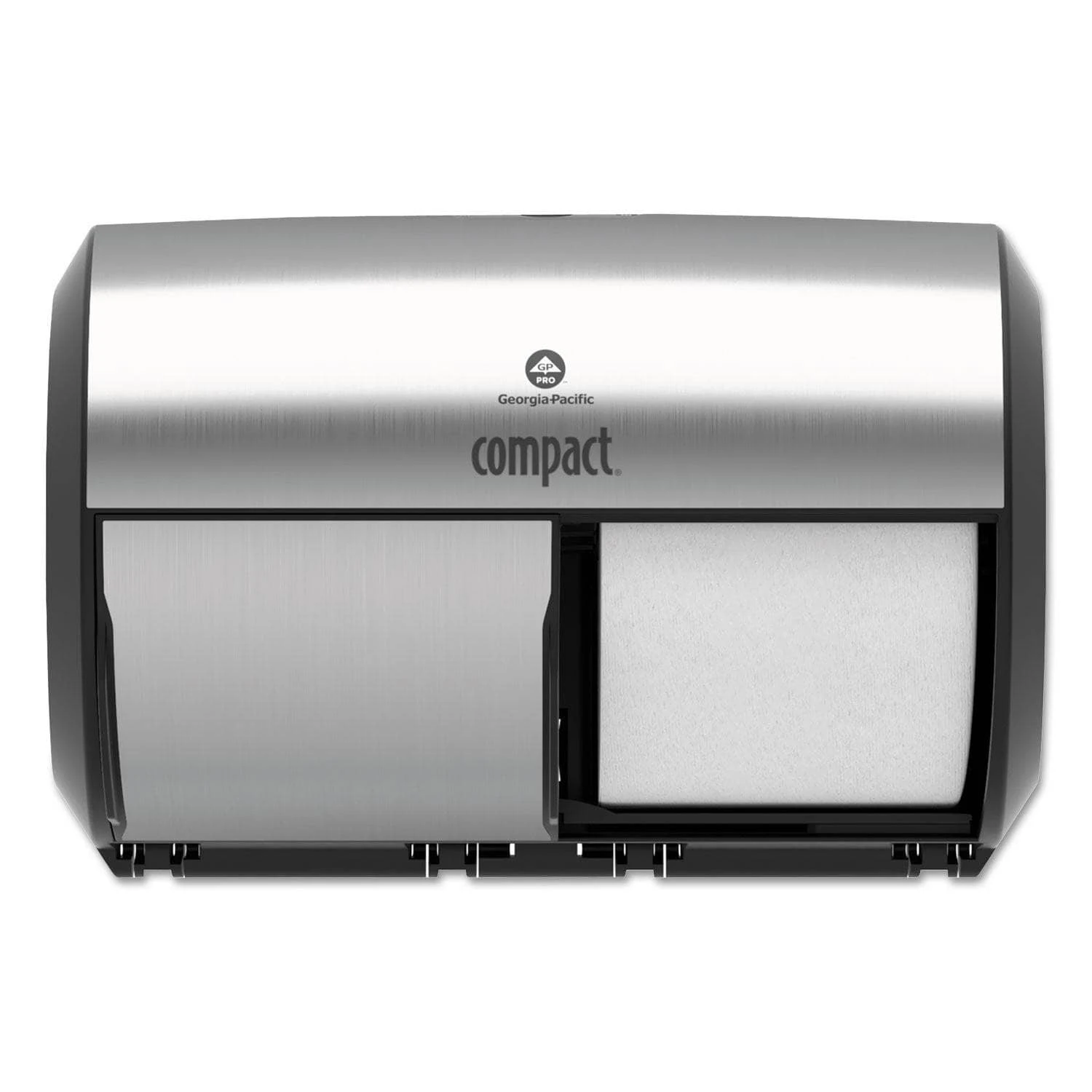 Georgia Pacific Compact Coreless Side-By-Side 2-Roll Dispenser, 11 X 7.4 X 7.4, Stainless Steel - GPC56796A 3 Georgia Pacific Compact Coreless Side-By-Side 2-Roll Dispenser, 11 X 7.4 X 7.4, Stainless Steel - GPC56796A