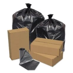 Pitt Eco Strong Can Liners, 45 Gal, 1.5 Mil, 40" X 46", Black, 100/Carton - PITEC404615K