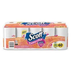 Scott Comfortplus Toilet Paper, Double Roll, Bath Tissue, Septic Safe, 1-Ply, White, 231 Sheets/Roll, 30 Rolls/Pack - KCC47612