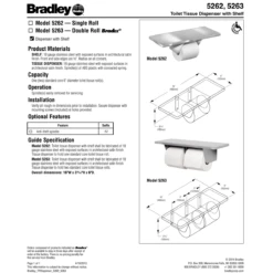 Bradley 5263-00 Commercial Toilet Paper Dispenser, Surface-Mounted, Aluminum 9 Bradley 5263-00 Commercial Toilet Paper Dispenser, Surface-Mounted, Aluminum -Alpine shop 5262 5263 td1
