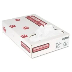 Jaguar Industrial Strength Low-Density Commercial Can Liners, 16 Gal, 0.5 Mil, 24" X 32", White, 500/Carton - JAGW2432X