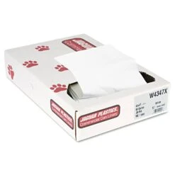 Jaguar Industrial Strength Low-Density Commercial Can Liners, 56 Gal, 0.9 Mil, 43" X 47", White, 100/Carton - JAGW4347X