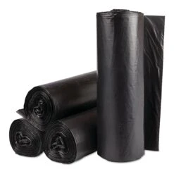 Interplast Institutional Low-Density Can Liners, 30 Gal, 0.58 Mil, 30" X 36", Black, 25 Bags/Roll, 10 Rolls/Carton - IBSSL3036HVK