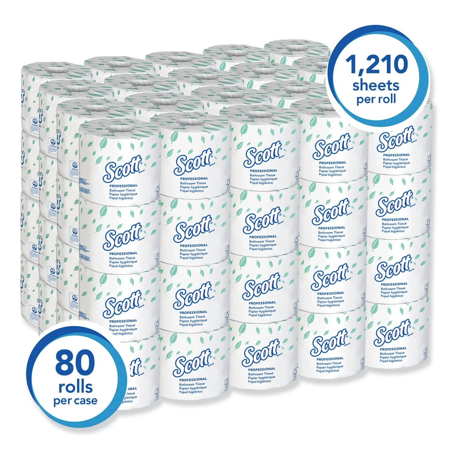 Scott Essential Standard Roll Bathroom Tissue, Septic Safe, 1-Ply, White, 1210 Sheets/Roll, 80 Rolls/Carton - KCC05102CT 4 Scott Essential Standard Roll Bathroom Tissue, Septic Safe, 1-Ply, White, 1210 Sheets/Roll, 80 Rolls/Carton - KCC05102CT - Image 2