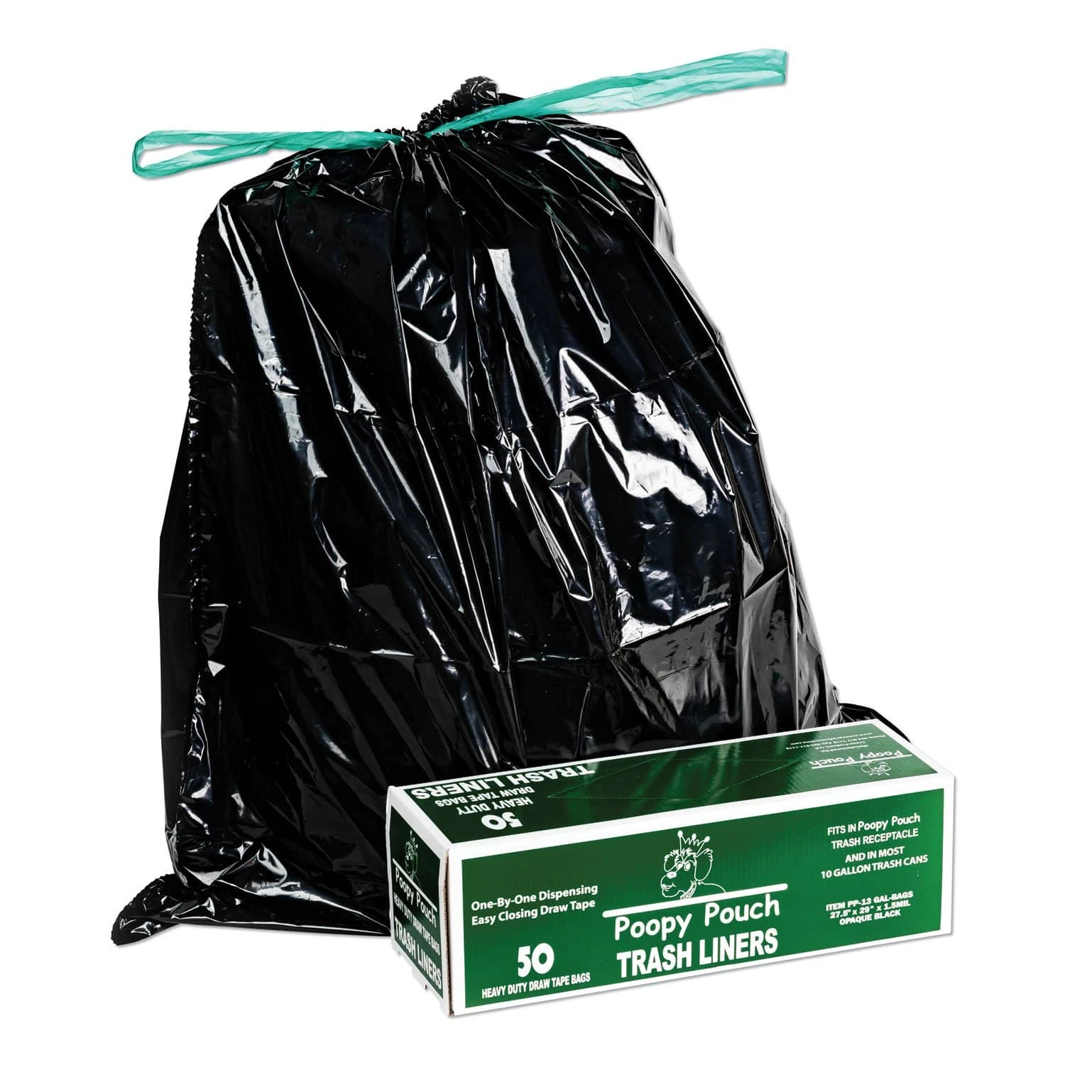 Poopy Pouch Heavy Duty Trash Liners, 13 Gal, 1.5 Mil, 27.5" X 29", Black, 50/Box - CWDPP13GALBAGS 4 Poopy Pouch Heavy Duty Trash Liners, 13 Gal, 1.5 Mil, 27.5" X 29", Black, 50/Box - CWDPP13GALBAGS - Image 2