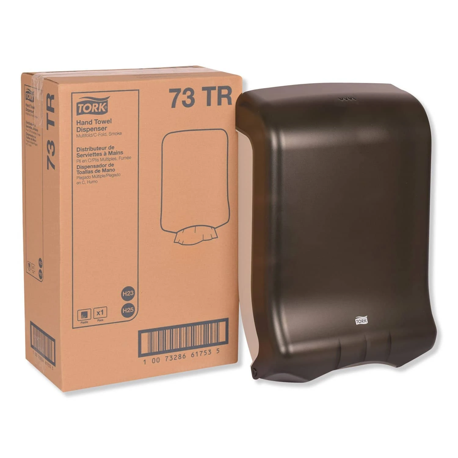 Tork Folded Towel Dispenser, 11 3/4 X 6 1/4 X 18, Smoke - TRK73TR 3 Tork Folded Towel Dispenser, 11 3/4 X 6 1/4 X 18, Smoke - TRK73TR