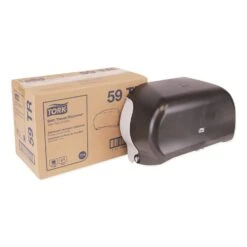 Tork Twin Standard Roll Bath Tissue Dispenser,12.75 X 5.57 X 8.25, Smoke - TRK59TR