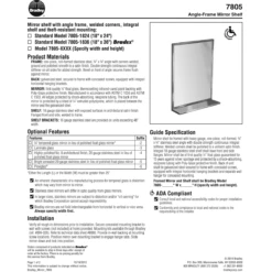 Bradley 7805-018300 (18 X 30) Commercial Restroom Mirror, Angle Frame, 18" W X 30" H, Stainless Steel W/ Satin Finish -Alpine shop 7805 td1 1a257b26 c08e 4757 95ed 273086629a13
