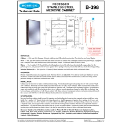 Bobrick B-398 Commercial Medicine Cabinet, Recessed-Mounted, Stainless Steel -Alpine shop B 398 td1