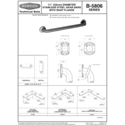 Bobrick B-5806x30 (30 X 1.25) Commercial Grab Bar, 1-1/4" Diameter X 30" Length, Stainless Steel -Alpine shop B 5806 td 1 7e4af8e1 c769 4943 8b96 188ecb9a0ed2