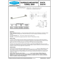 Bobrick B-674x18 Commercial Shower Towel Bar, 3/4" Diameter X 18"Length, Stainless Steel -Alpine shop Bobrick B 6747x24 Surface Mounted Towel Bar Tech Data Sheet a97b52fc a3bc 4864 aa5d 75abf6e11d57