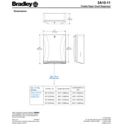 Bradley 2A10-11 Commercial Paper Towel Dispenser, Surface-Mounted, Stainless Steel 11 Bradley 2A10-11 Commercial Paper Towel Dispenser, Surface-Mounted, Stainless Steel -Alpine shop Bradley 2A10 11 Towel Dispenser Folded Surface Mounted techdata 2