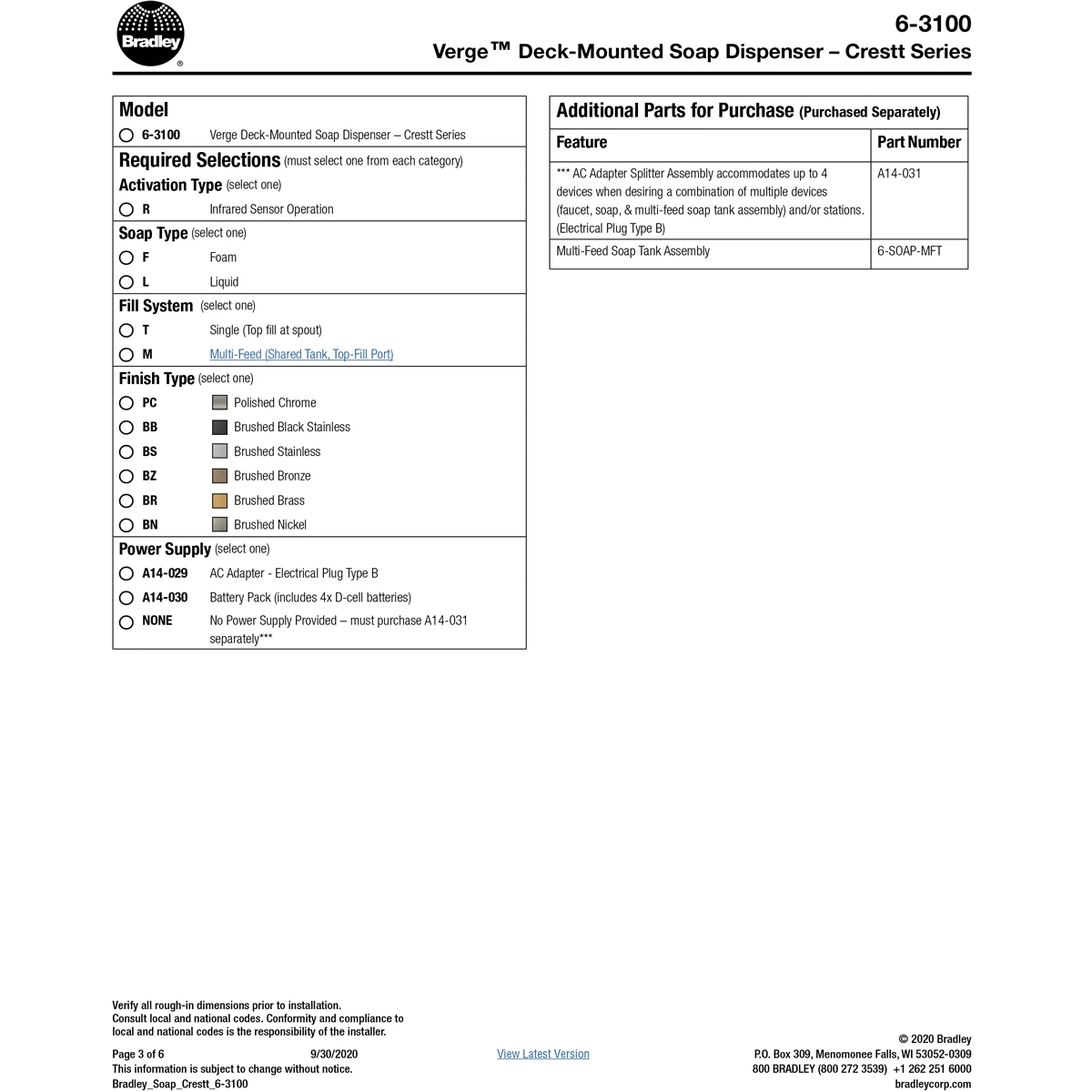 Bradley - 6-3100-RLT-BZ - Touchless Counter Mounted Sensor Soap Dispenser, Brushed Bronze, Crestt Series 8 Bradley - 6-3100-RLT-BZ - Touchless Counter Mounted Sensor Soap Dispenser, Brushed Bronze, Crestt Series - Image 6