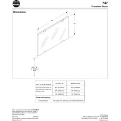 Bradley 747-024360 (24 X 36) Commercial Restroom Mirror, Frameless, 24" W X 36" H, Stainless Steel W/ Polished Finish 11 Bradley 747-024360 (24 X 36) Commercial Restroom Mirror, Frameless, 24" W X 36" H, Stainless Steel W/ Polished Finish -Alpine shop Bradley 747 Mirrors tech data 2