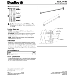 Bradley 9538-036000 Industrial Shower Curtain Rod, 36" Length, Stainless Steel -Alpine shop Bradley Shower Curtain Rod 9538 0360 techdata
