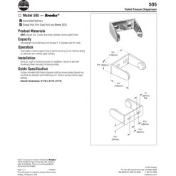 Bradley 505-00 Commercial Toilet Paper Dispenser, Recessed-Mounted, Zinc W/ Nickel Finish -Alpine shop Bradley TPDispenser 505