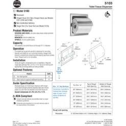 Bradley 5103-00 Commercial Toilet Paper Dispenser, Surface-Mounted, Stainless Steel W/ Bright-Polished Finish -Alpine shop Bradley TPDispenser 5103