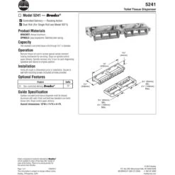 Bradley 5241-50 Commercial Toilet Paper Dispenser, Surface-Mounted, Aluminum -Alpine shop Bradley TPDispenser 5241 td1