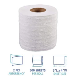 Boardwalk Bathroom Tissue, Standard, Septic Safe, 2-Ply, White, 4 X 3, 500 Sheets/Roll, 96/Carton - BWK6145 -Alpine shop C1954353 main mm3