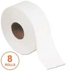 Georgia Pacific Jumbo Jr. Bath Tissue Roll, Septic Safe, 2-Ply, White, 1000 Ft, 8 Rolls/Carton - GPC13728