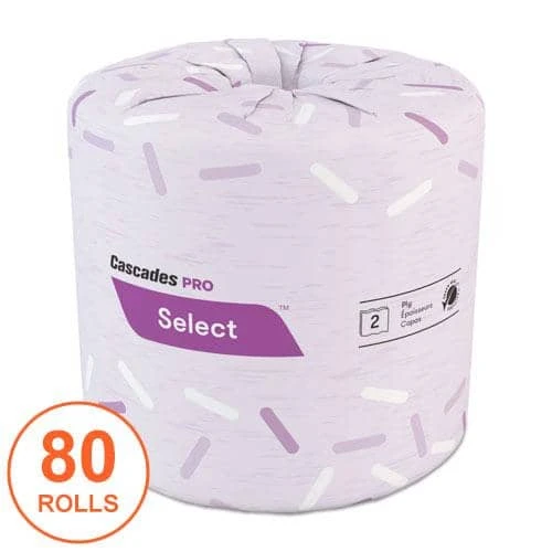 Cascades Select Standard Bath Tissue, 2-Ply, White, 4.31 X 3.75, 550/Roll, 80/Carton - CSDB200 3 Cascades Select Standard Bath Tissue, 2-Ply, White, 4.31 X 3.75, 550/Roll, 80/Carton - CSDB200