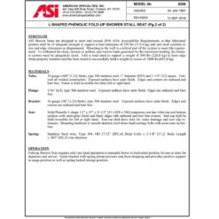 ASI 8206-L Left Hand Folding Commercial Shower Seat, 33" W X 22-7/8" D, Phenolic -Alpine shop C1967860 td2