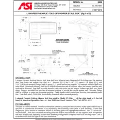ASI 8206-R Right Hand Folding Commercial Shower Seat, 33" W X 22-7/8" D, Phenolic -Alpine shop C1967861 td1