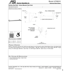 ASI 7380-18S Commercial Restroom Shelf, 16-1/8" D X 18" L, Stainless Steel -Alpine shop C1967898 td1