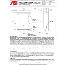 ASI 0210 Commercial Paper Towel Dispenser, Surface-Mounted, Stainless Steel -Alpine shop C1968040 main td1