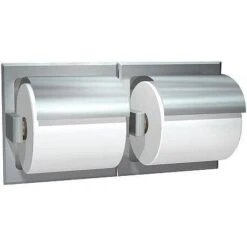 ASI 74022-HBD Toilet Tissue Holder - Double, Hooded - Bright Stainless Steel (ASI 39 Dry Wall Clamp & ASI R-009 Theft Resistant Spindles Not Included - Please Order Separately As Needed)