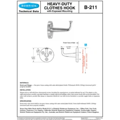 Bobrick B-211 Heavy-Duty Restroom Clothes Hook, Bronze W/ Satin Finish -Alpine shop C1968484 td1