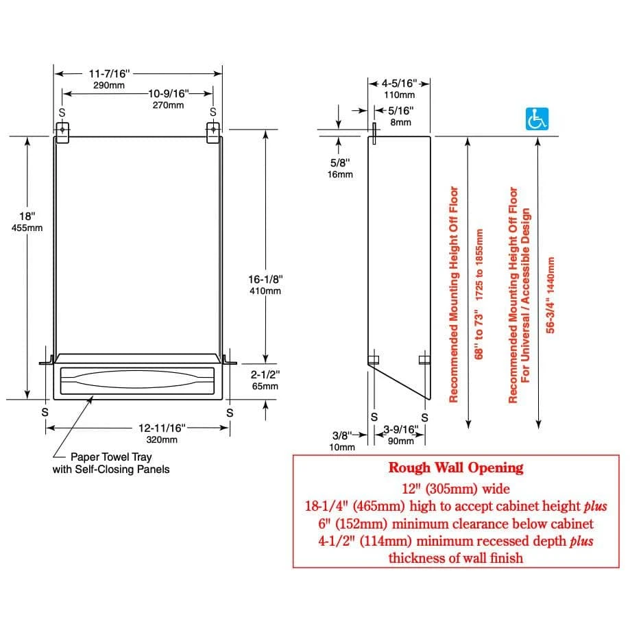 Bobrick B-318 Commercial Paper Towel Dispenser, Surface-Mounted, Stainless Steel 6 Bobrick B-318 Commercial Paper Towel Dispenser, Surface-Mounted, Stainless Steel - Image 4